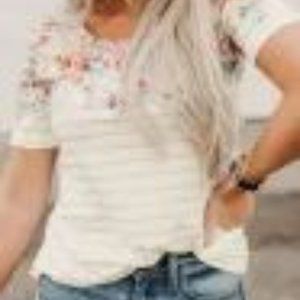 Spring Vibe Floral & Stripe Tee